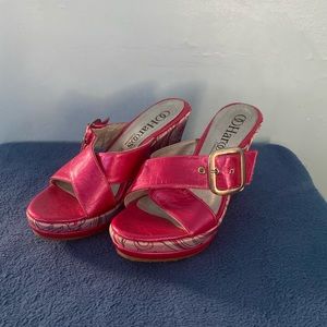 Hot pink women wedges